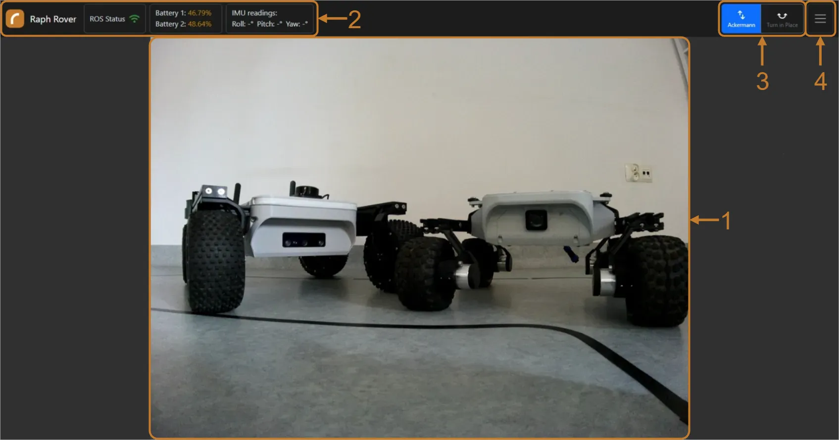 Overview of Raph Rover Web User Interface main view components